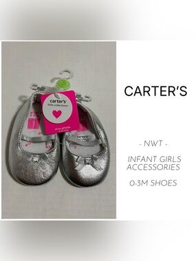 CARTER’S - 0/3M - NWT - INFANT GIRLS SILVER BALLET FLATS / SHOES